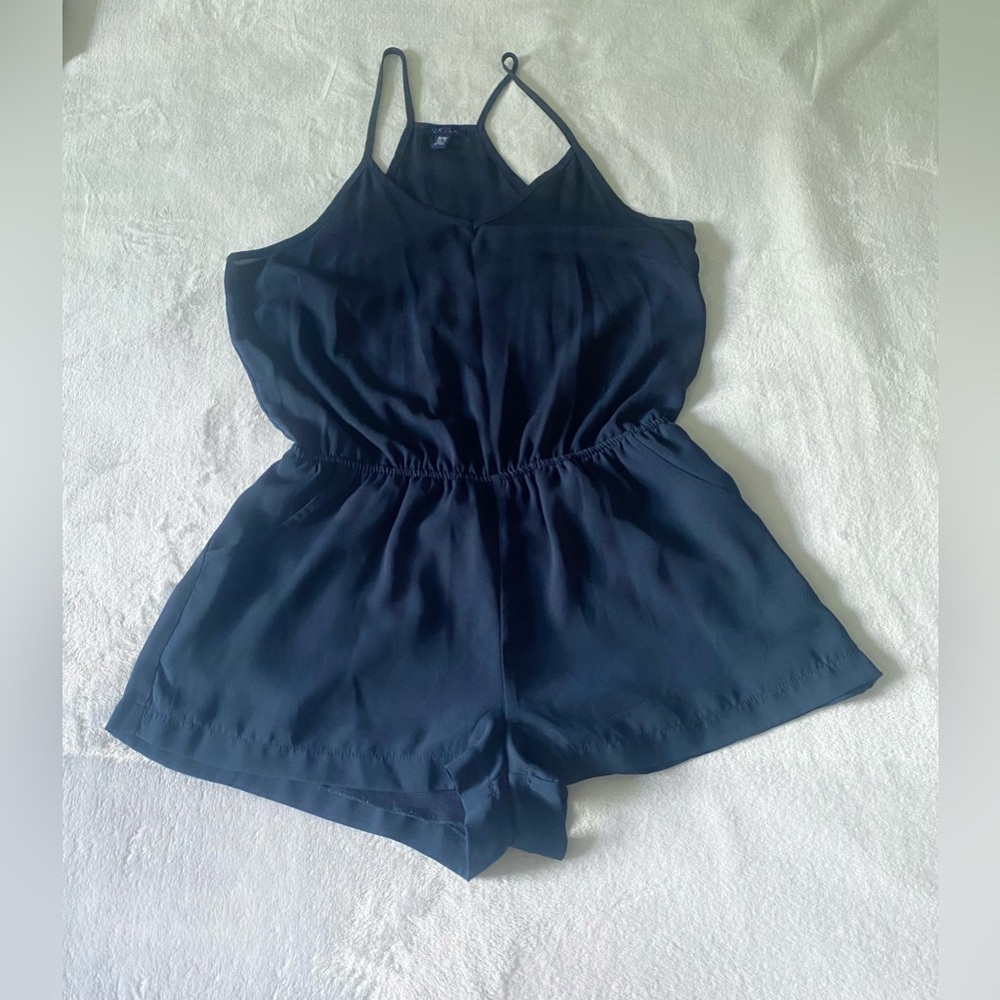 Navy Blue Romper with Pockets | Medium